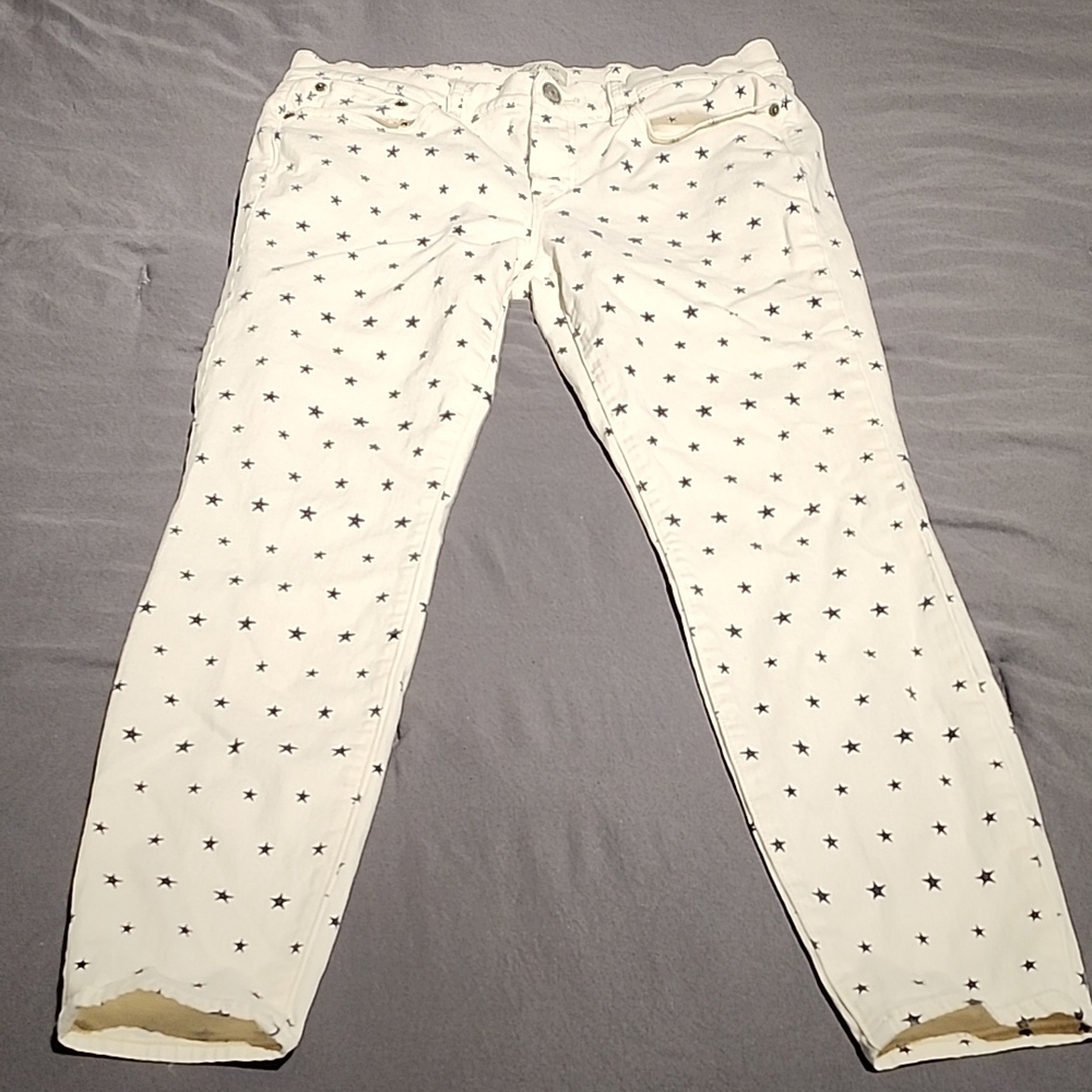 J.Crew Cream Pants with Black Star Pattern